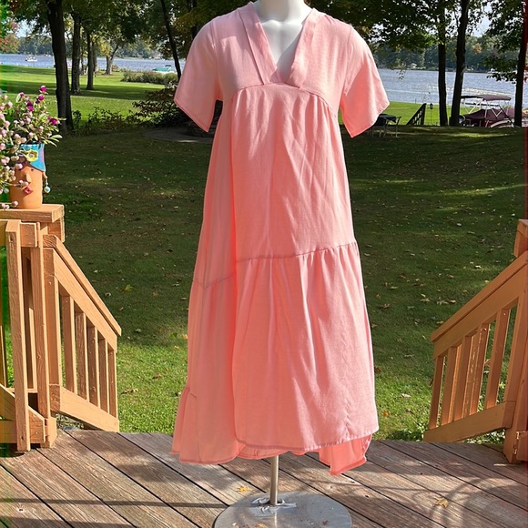 Boho flowing soft pink dress M - Picture 2 of 11